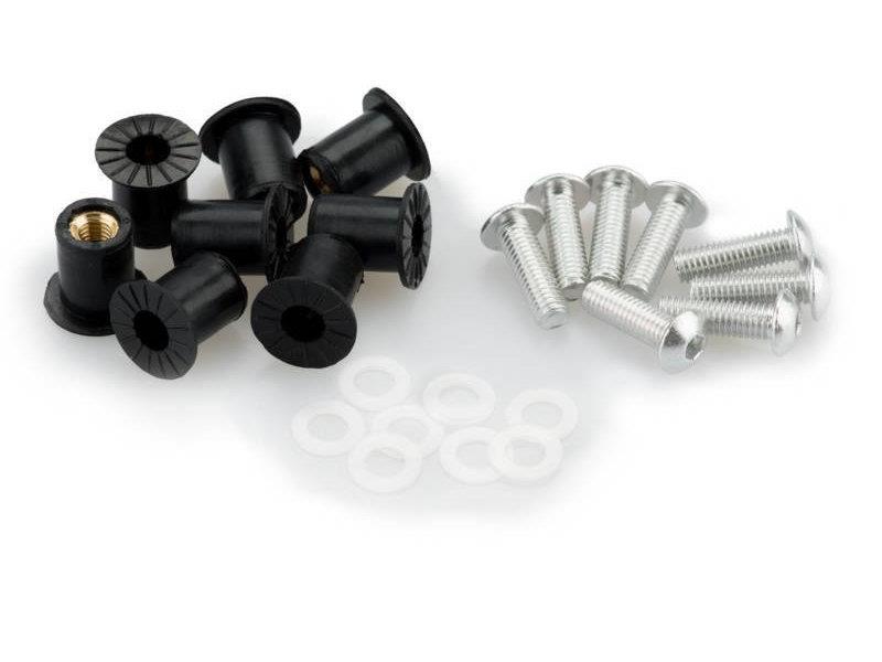 PUIG Anodized Screen Screw Set w/ Silentblocks Silver Universal 0957P