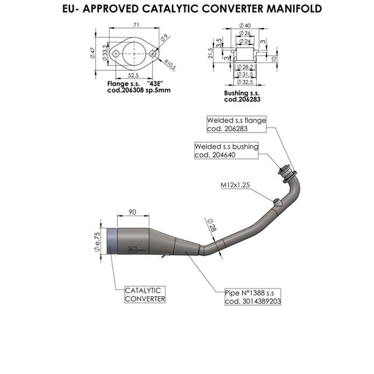Leovince Catalytic Converter For Honda PCX 125 2021-2024 Stainless Steel 16056