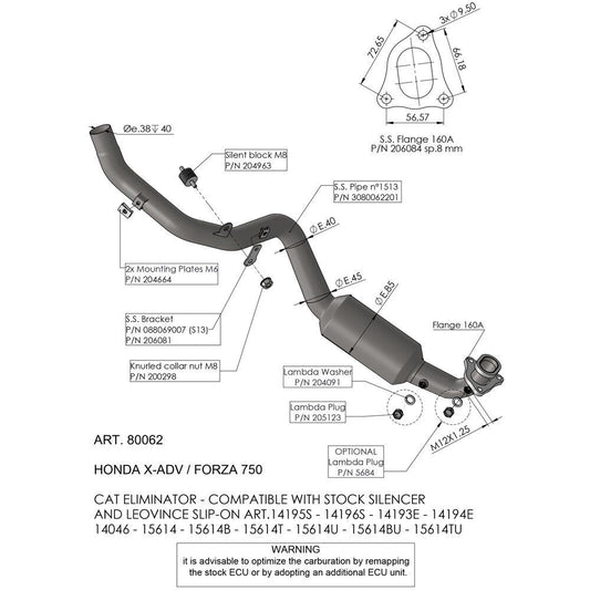 Leovince 4-Stroke Header Pipes For Honda X-ADV 750 ABS 2017-2025 Steel 80062