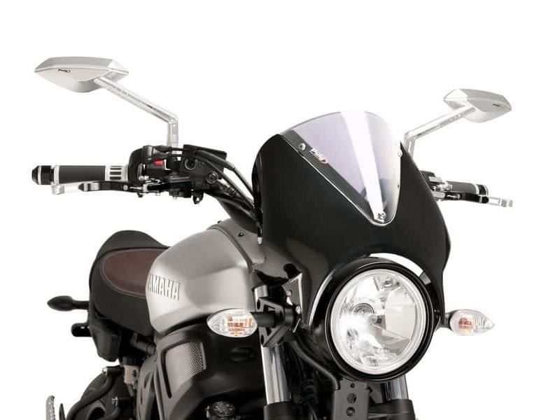 PUIG Retrovision Carbon Look Semi Fairing And Screen 195mm Clear for Yamaha XSR 700/900 16-21 9561W