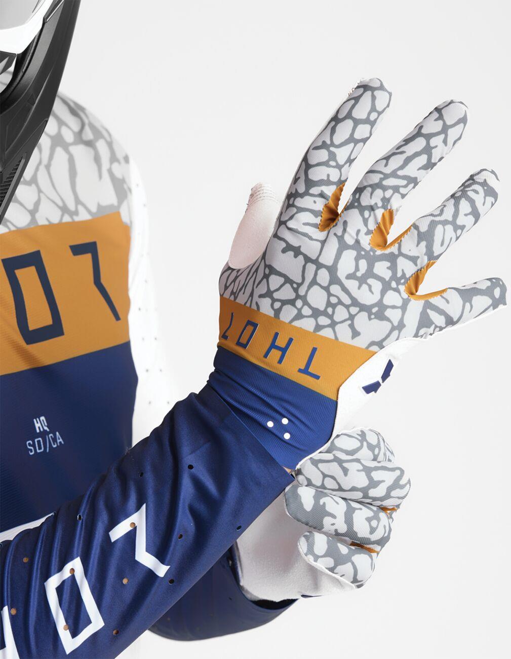 THOR Sportmode Bravo Gloves White/Gray/Blue