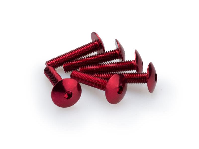 PUIG M6 Domed Screws 30mm x 6 Red Universal 3995R
