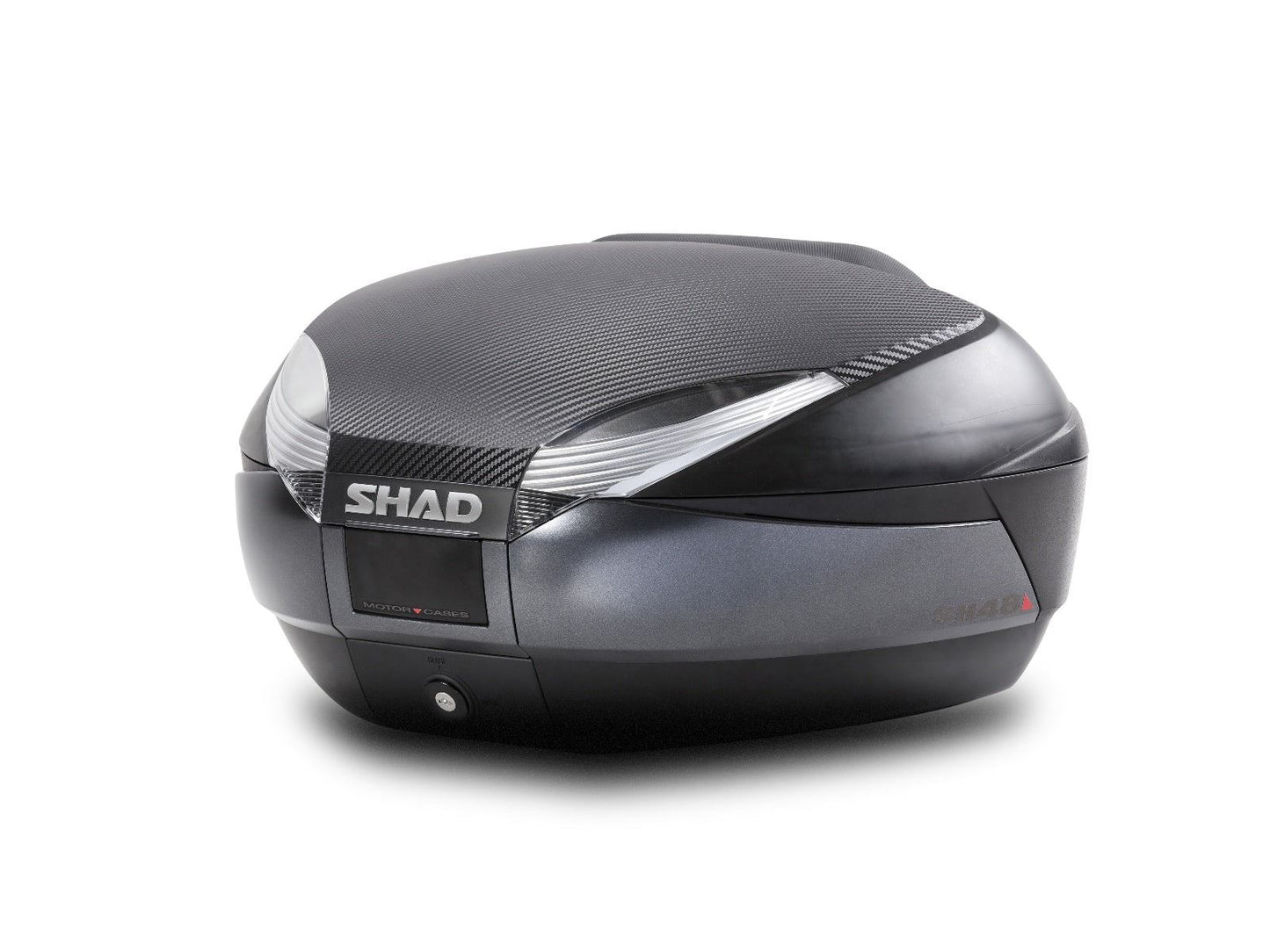 SHAD SH48 Top Box Black/Dark Grey inc Backrest And Carbon Cover D0B48306R