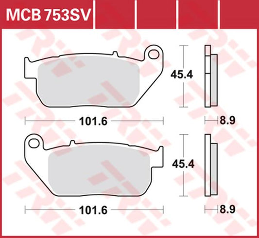 Trw SV Series Sindered Brake Pads For Harley XL 883 N 2004-2017 MCB753SV