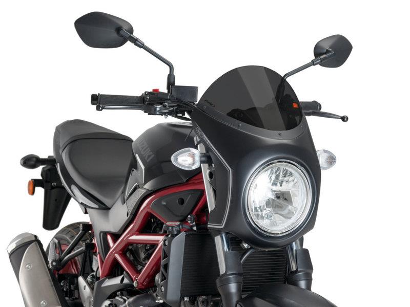 PUIG Retro Black Semi Fairing And Screen 195mm Dark Smoke for Suzuki SV 650 16-25 3169F