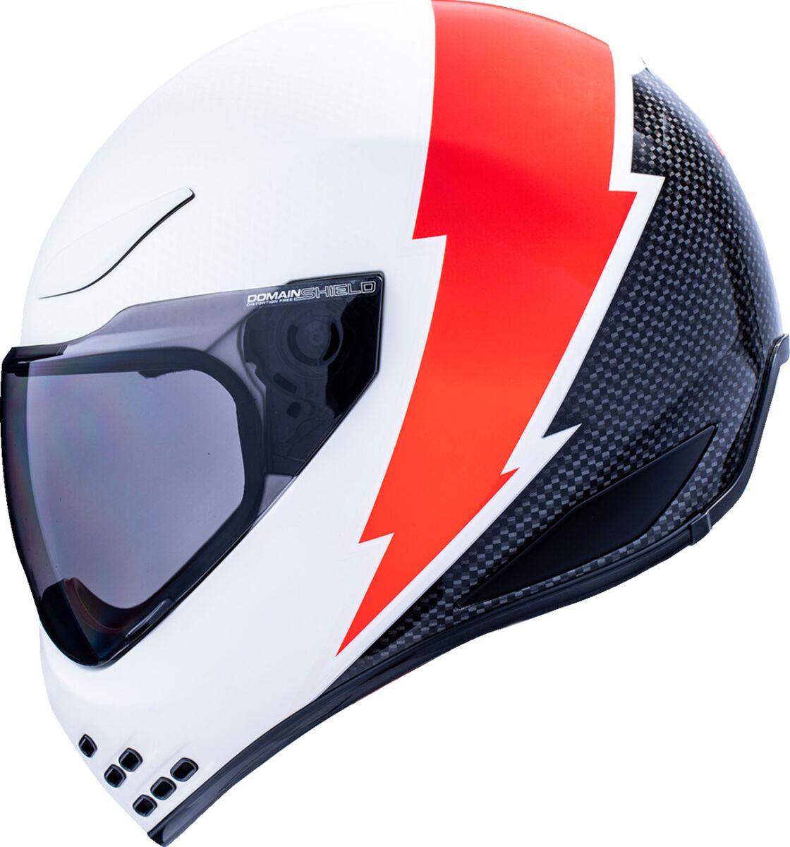 ICON Domain™ White, Red Motorcycle Helmet