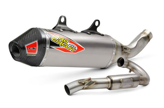 PRO CIRCUIT T-6 Stainless Steel Exhaust System With Carbon End Caps To Fit Husqvarna FC250 KTM SX-F250 22-23