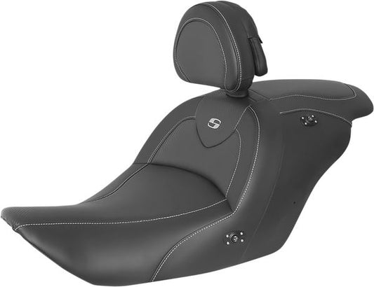 SADDLEMEN Roadsofa™ One-Piece Seat Black Heated Includes Backrest H23-20-185BRHCT