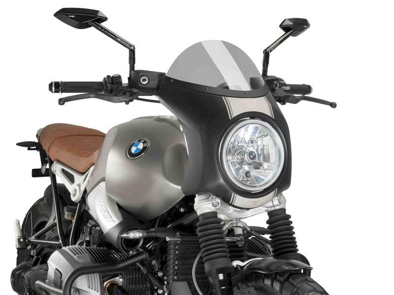 PUIG Retro Black Semi Fairing And Screen 180mm Dark Smoke for BMW R Nine T Scrambler 16-20 9253F