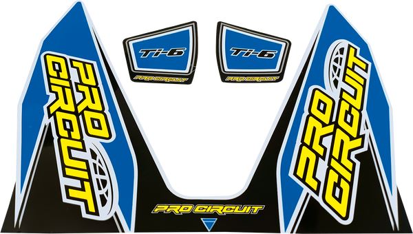 Pro Circuit Ti-6 Exhaust Decals Black Blue White Yellow Vinyl Kit DC22TI6-LB