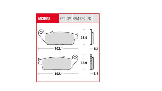 Trw TRQ Brake Pad Sintered Race For Honda CBR 250 R 1988-2026 MCB598TRQ