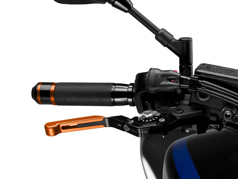 Puig Extendable Folding V3 Brake (Orange Extender With Blue Selector) Silver 8905F