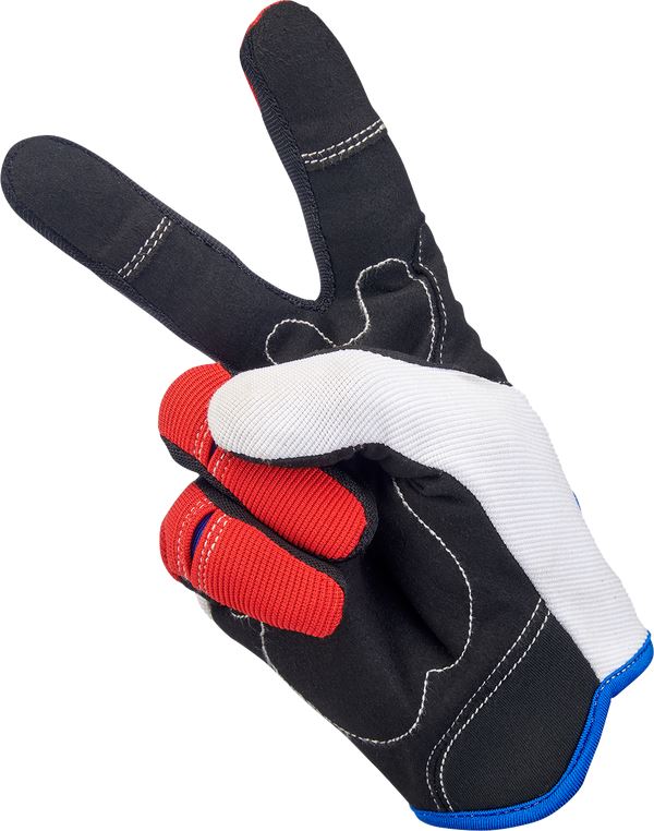 Biltwell Motorcycle Gloves Moto Red/White/Blue