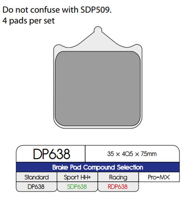 Dp Brakes Sintered Metal Brake Pads For Ducati Monster 1000 S4RS 1998-2024 DP638