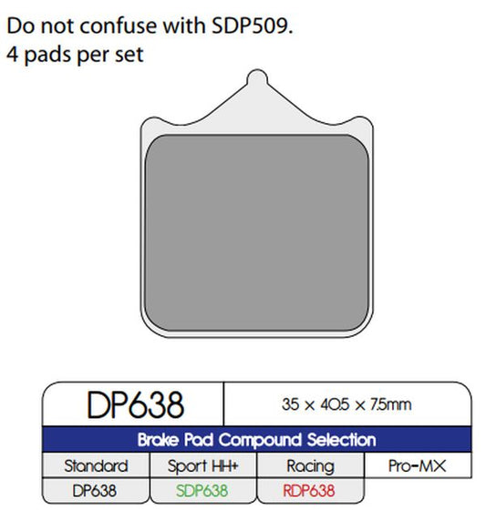 Dp Brakes Sintered Metal Brake Pads For Ducati Monster 1000 S4RS 1998-2024 DP638