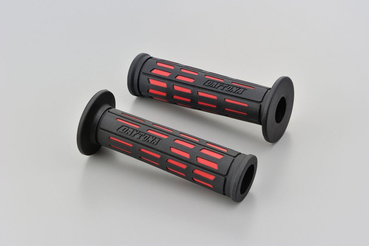 Daytona Grippy Grip GGD-Tapered-SP Grips 22.2mm Open End Black/Red Pair 25162