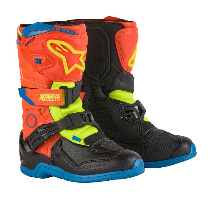 Alpinestars Kids Tech 3s Boots Orange Yellow Blue