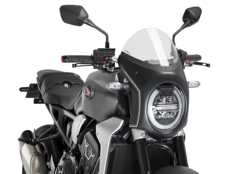 Puig Retro Black Semi Fairing And Screen 195mm Clear 9668W