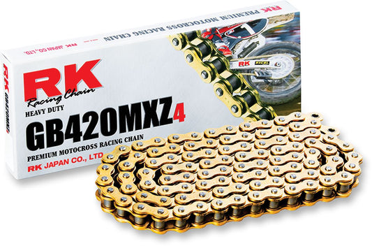 RK Motorcycle Drive Chain 420 MXZ 120L NONSEAL Gold GB420MXZ4120