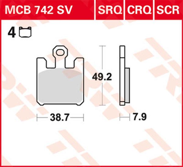 Trw SV Series Sindered Brake Pads For Kawasaki VN 1600 2003-2008 MCB742SV