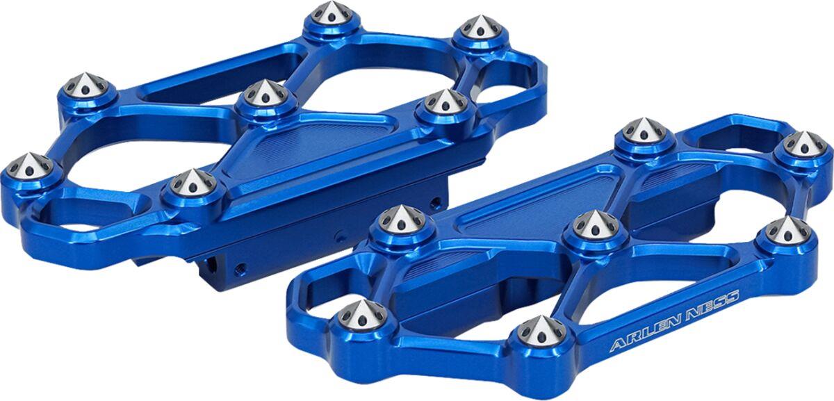 Arlen Ness Diamond Floorboards Blue Anodized Passenger CNC Machined Pair 410-060