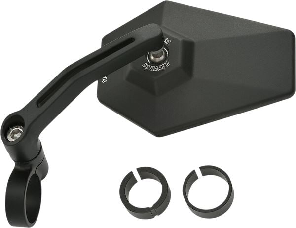 Daytona Aluminum Bar End Mirror Hexagonal Black Side View Handlebar End 89430