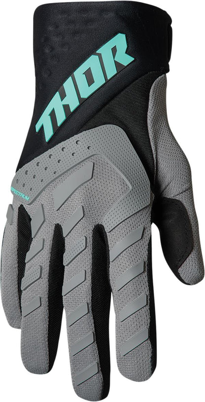 THOR Youth Spectrum MX Motorcross Gloves Black/Gray/Mint 2023 Model