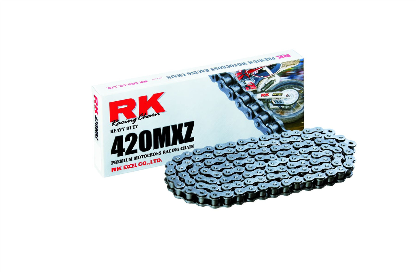 RK Motorcycle Drive Chain 420 MXZ 136L NONSEAL Natural 420MXZ136CL