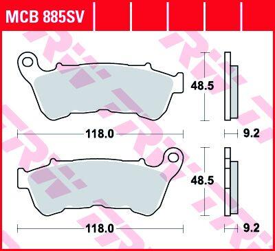 Trw SV Series Sindered Brake Pads For Harley XL 1200 X 2014-2022 MCB885SV