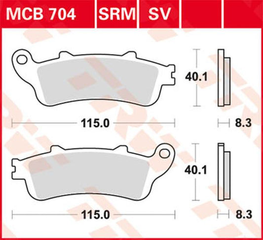 Trw SV Series Sindered Brake Pads For Honda GL 1800 1998-2026 MCB704SV