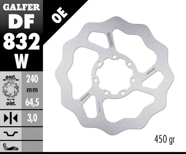GALFER Brake Rotor Solid-Mount Wave® One Piece (Fixed) DF832W