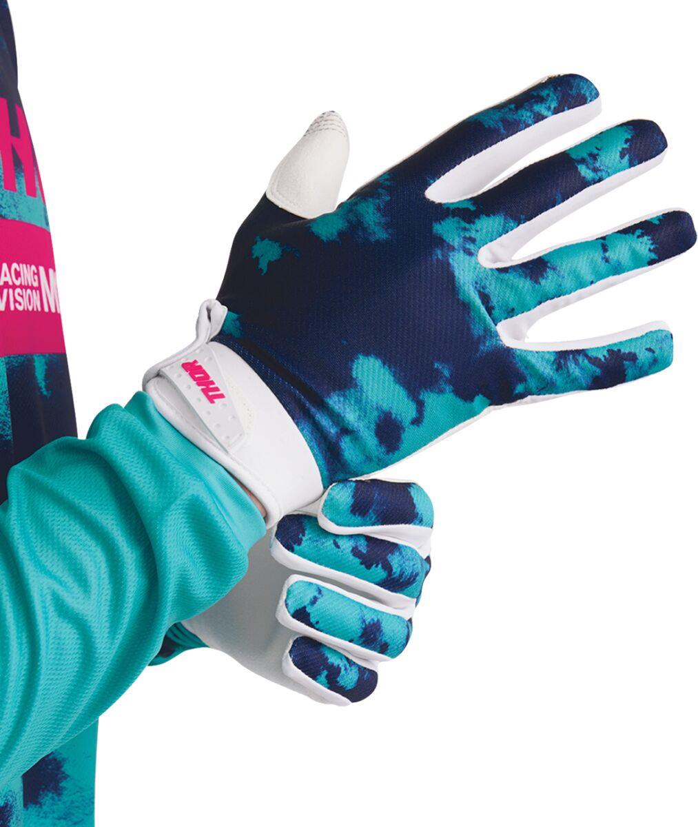 THOR Launchmode Bleach Gloves White/Green/Blue