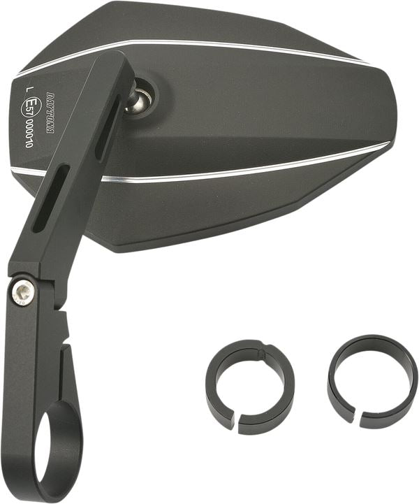 Daytona Bar End Mirror Black Aluminum 30mm Clamp Side View Long Design 89727