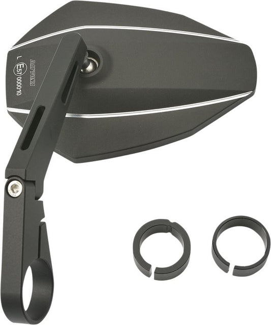 Daytona Bar End Mirror Black Aluminum 30mm Clamp Side View Long Design 89727