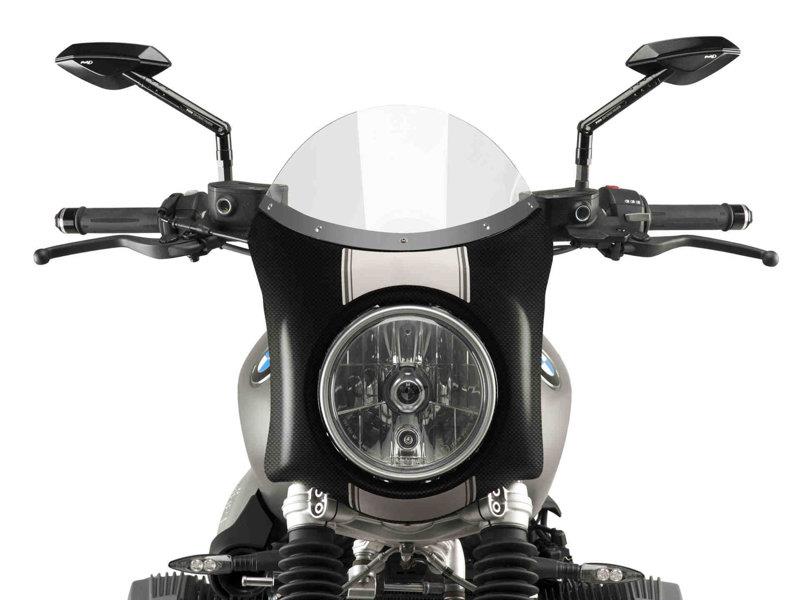 PUIG Retro Carbon Look Semi Fairing And Screen 195mm Clear for BMW R Nine T Scrambler 16-20 9254W