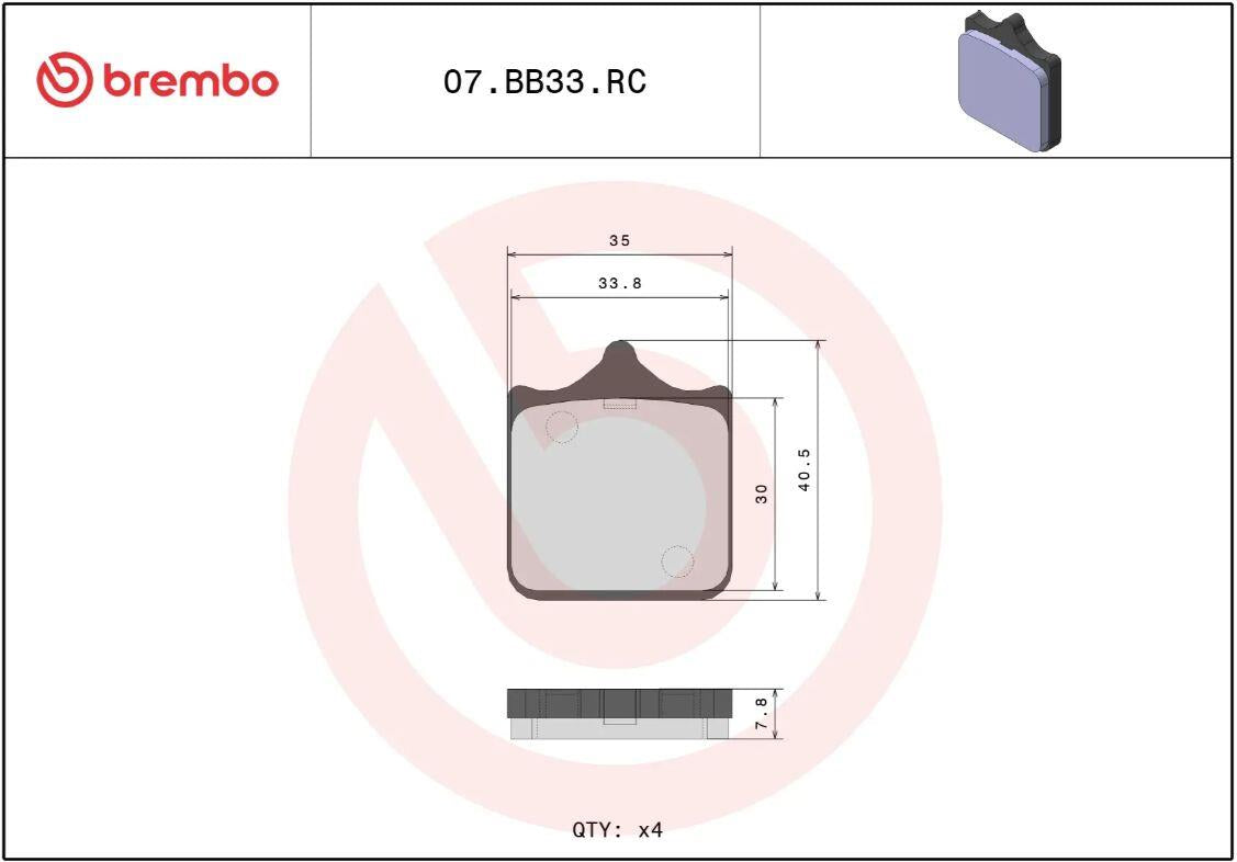 BREMBO BRAKE PAD RC CARBON CERAMIC RACING UPGRADE LINE FR/RR 07BB33RC