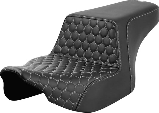 Saddlemen Honeycomb Step-Up Seat White Stitch For HD FLTRXSE 1977 23-24 823-07-17705