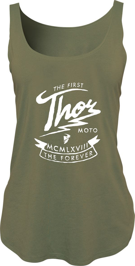 THOR Women's Thunder MX Motorcross Tank Top Green 2023 Model