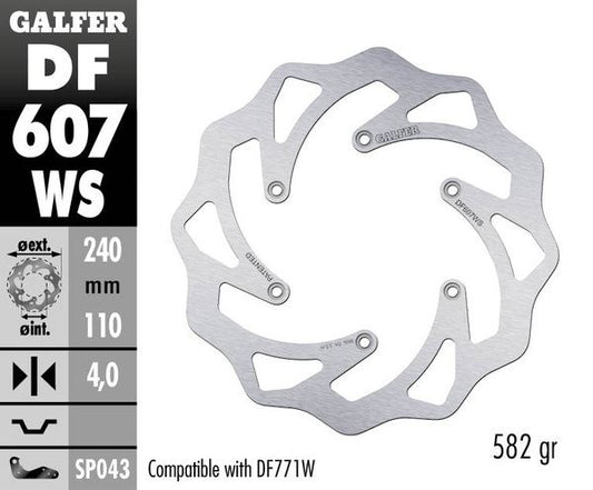 GALFER Brake Rotor Solid-Mount Wave® One Piece (Fixed) DF607WS