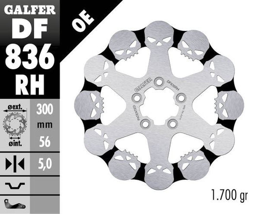 GALFER Brake Rotor Solid-Mount One Piece (Fixed) DF836RH