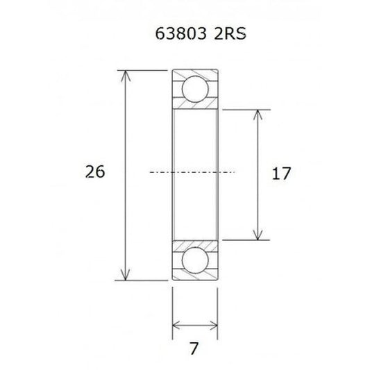 BLACK BEARING Bearing B5 17X26X7MM UB-63803-B5
