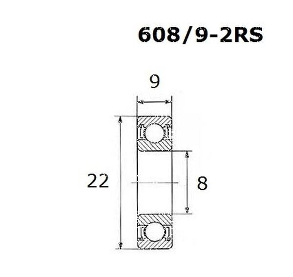 BLACK BEARING Bearing B3 9X22X7MM UB-608/9-B3