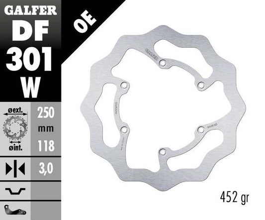GALFER Brake Rotor Solid-Mount Wave® One Piece (Fixed) DF301W