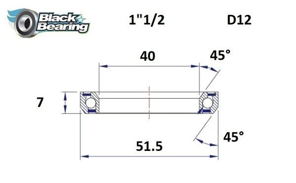 BLACK BEARING HB 40X51.5X7MM 45 /45 HB-D12