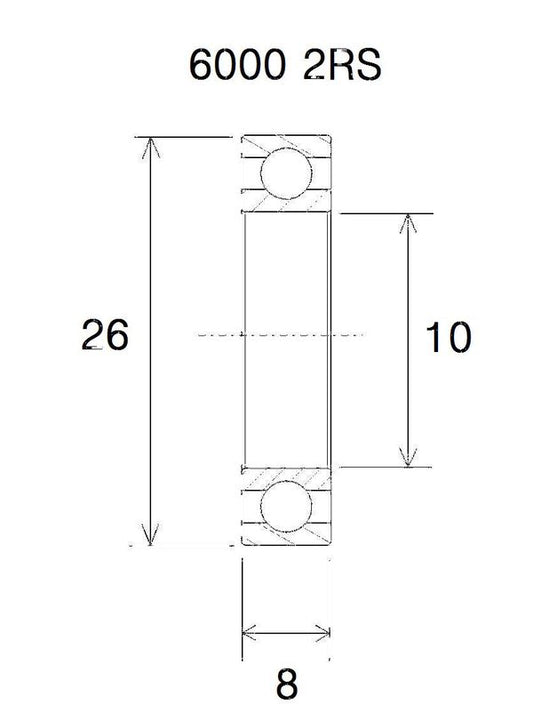 BLACK BEARING Bearing B5 10X26X8MM UB-6000-B5