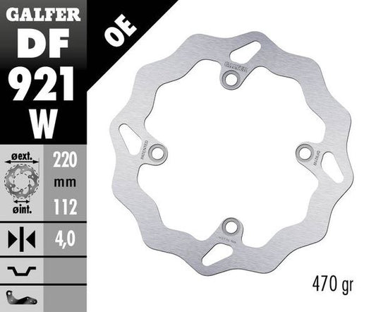 GALFER Brake Rotor Solid-Mount Wave® One Piece (Fixed) DF921W
