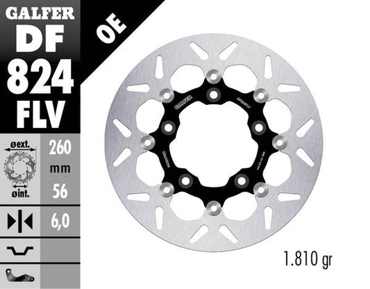 GALFER Brake Rotor Full-Floating Round Two Piece (Floating) DF824FLV