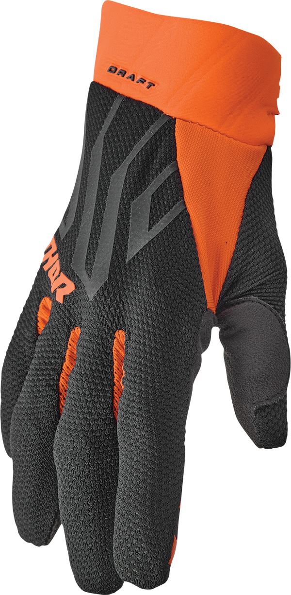 THOR Draft MX Motorcross Gloves Black/Orange 2023 Model