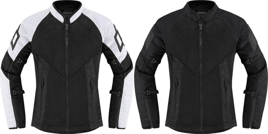 ICON Women's Mesh™ AF Motorcycle Jacket Black/White 2023 Model