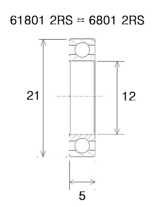 BLACK BEARING Bearing MAX 12X21X5MM UB-6801-MAX